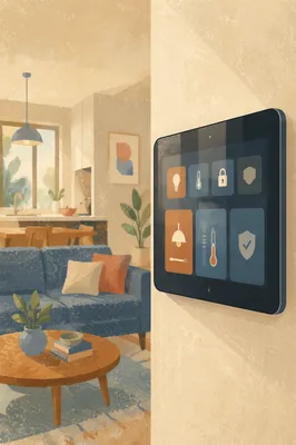 Smart Home Control Panel in Warm Interior
