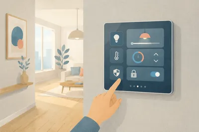 Smart Home Control Panel on Hallway Wall