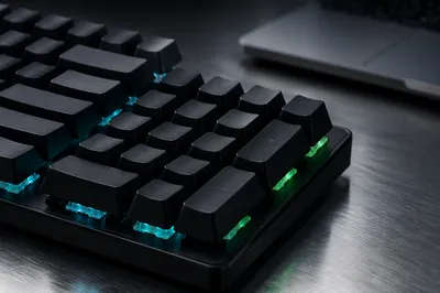 RGB Mechanical Keyboard Macro Workspace Close Up