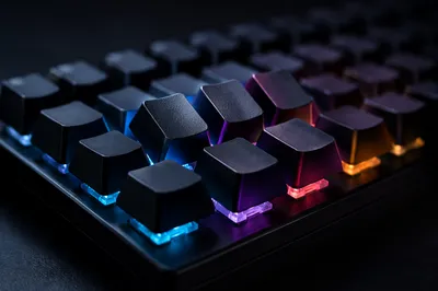 RGB Mechanical Keyboard Macro Close Up