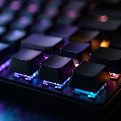 RGB Mechanical Keyboard Macro Close Up