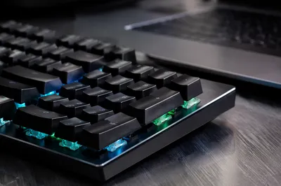 RGB Mechanical Keyboard Macro Workspace Close Up