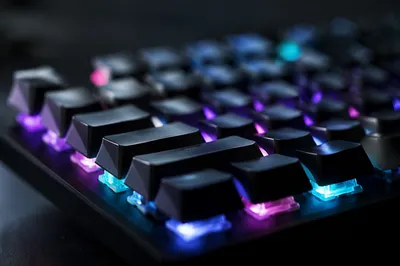 RGB Mechanical Keyboard Macro Close Up