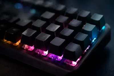 RGB Mechanical Keyboard Macro Close Up