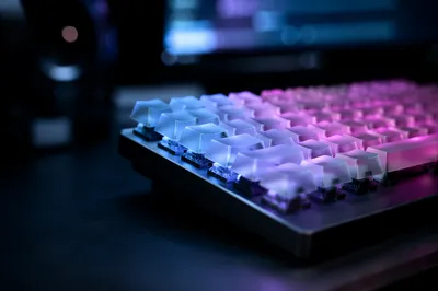 RGB Mechanical Keyboard Close-Up at Night