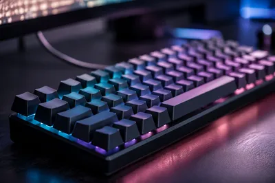 RGB Mechanical Keyboard Macro at Night