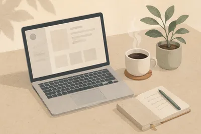 Minimal Laptop and Coffee Desk Workspace