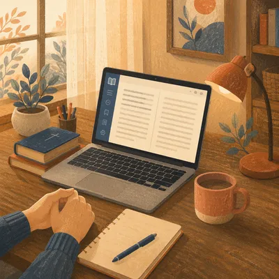 Laptop Bible App in Quiet Study