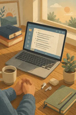 Morning Bible App on Desk Laptop