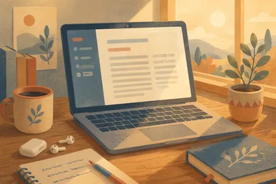 Laptop Bible App on Morning Desk