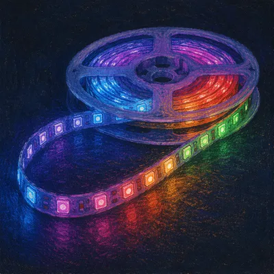Neon LED Strip on Dark Tabletop