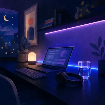 Neon Purple Blue LED Workstation Glow
