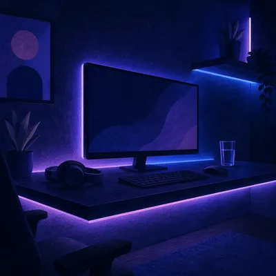 Neon Purple Blue LED Desk Corner