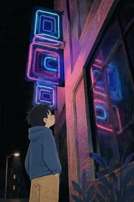 Neon LED Building Facade at Night