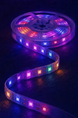 Neon LED Strip on Dark Tabletop
