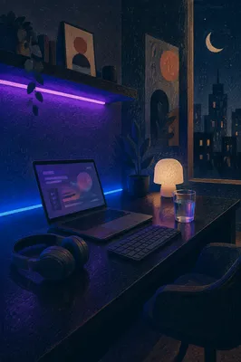 Neon Purple Blue LED Workstation Glow