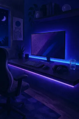 Neon Purple Blue LED Desk Glow
