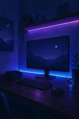 Neon Purple Blue LED Workstation Glow