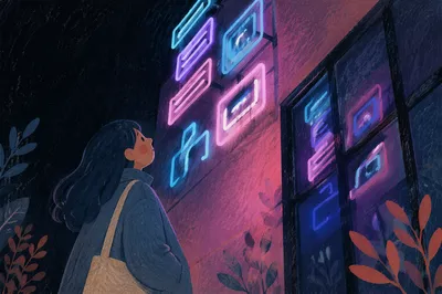 Purple Blue LED Neon Building Facade