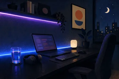 Neon Purple Blue LED Workstation Night