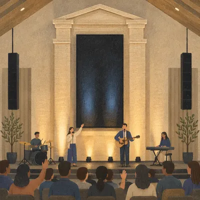 Modern Church Stage with Tall LED Screen