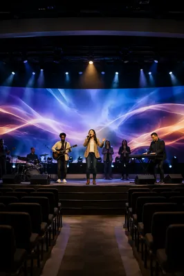 Modern Worship Stage with Curved LED Screen