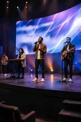 Modern Worship Stage with Curved LED Screen