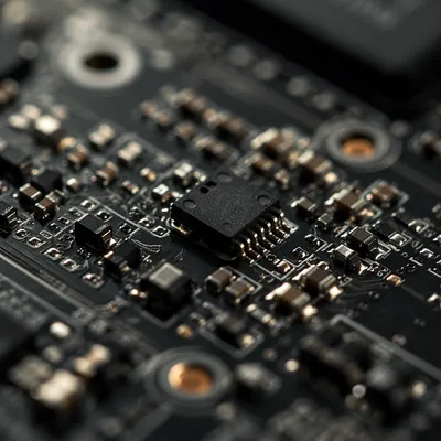 Macro Circuit Board with Soldered Components