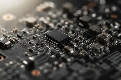 Macro Circuit Board With Moody Highlights