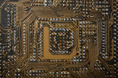 Macro Close-Up of Microchip Circuit Detail