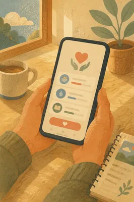 Mobile Donation App on Café Table