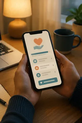 Online Giving App on Smartphone Desk