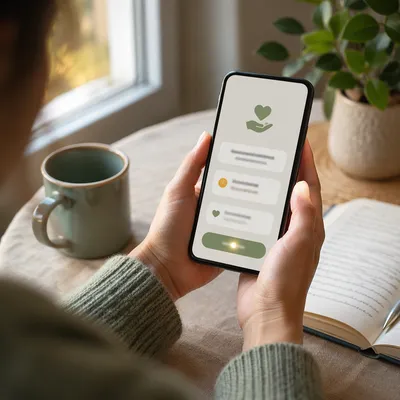 Online Giving App on Smartphone at Home