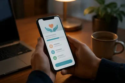 Online Giving App on Smartphone Desk