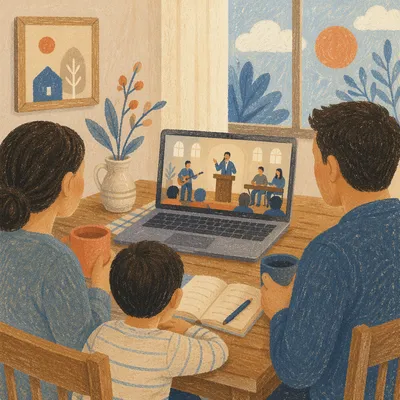 Family Watching Laptop Together at Home