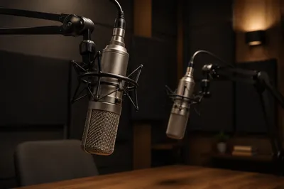 Church Podcast Studio Microphones Close-Up