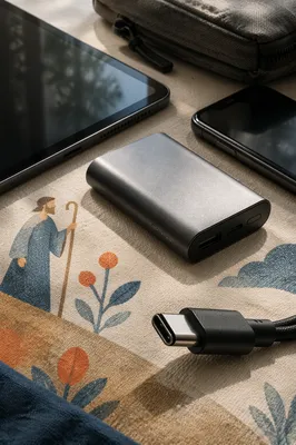Power Bank Charging Devices Flat Lay