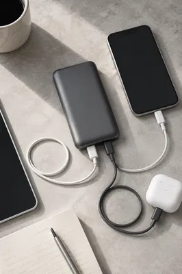 Organized Power Bank Charging Flat Lay