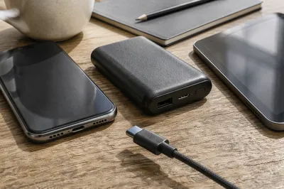 Power Bank Charging Devices Flat Lay