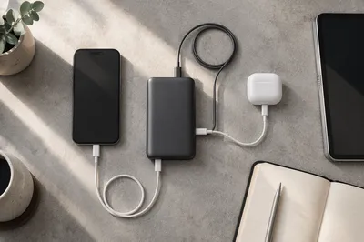 Power Bank Charging Devices Flat Lay