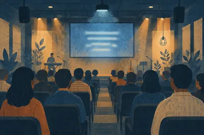 Projector Screen in Modern Church Auditorium