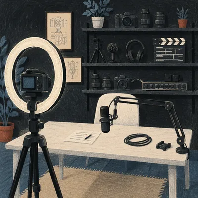 Ring Light Camera Vlog Desk Studio