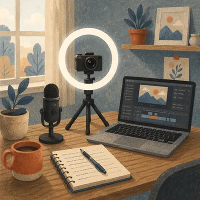 Ring Light Camera Desk Setup