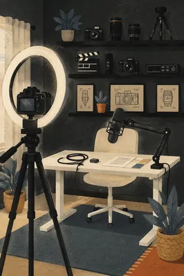 Ring Light Camera Vlog Desk Studio