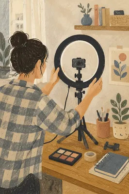 Ring Light Camera Desk Setup Scene