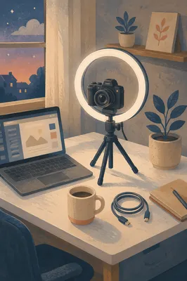 Ring Light Camera Creator Desk Setup