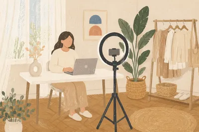 Minimalist Ring Light Vlog Desk Setup