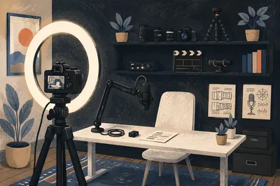 Ring Light Camera Vlog Studio Desk