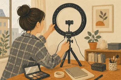 Ring Light Camera Desk Setup Scene