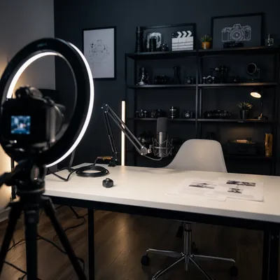 Ring Light Camera Vlog Desk Studio